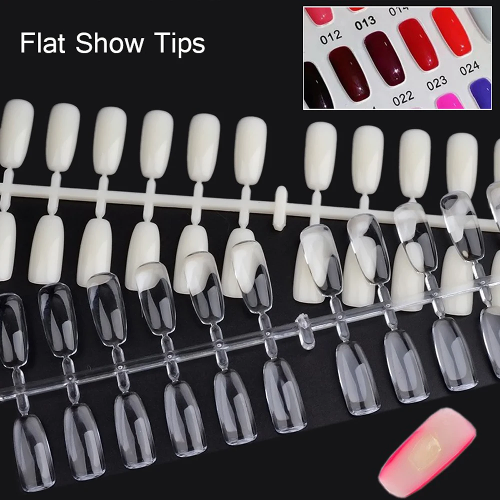

5Pcs/pack 120 tips Flat False Nail Display Chart Natural Color Showing Shelf Practice (1pcs=24tips) Nail Art Tips Polish Display