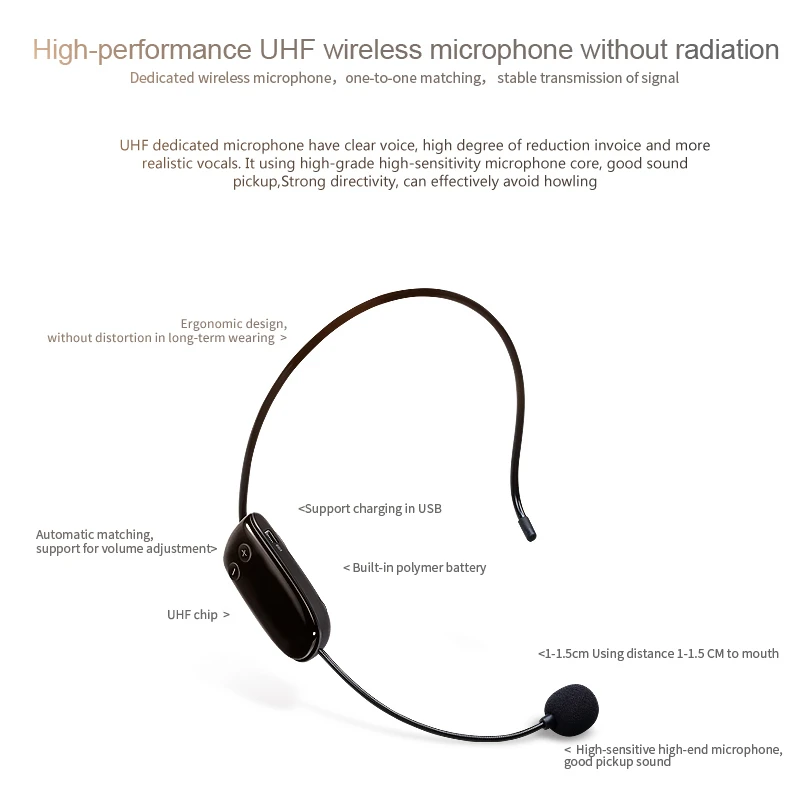 Портативный Bluetooth беспроводной усилитель голоса для учителей мегафон с UHF