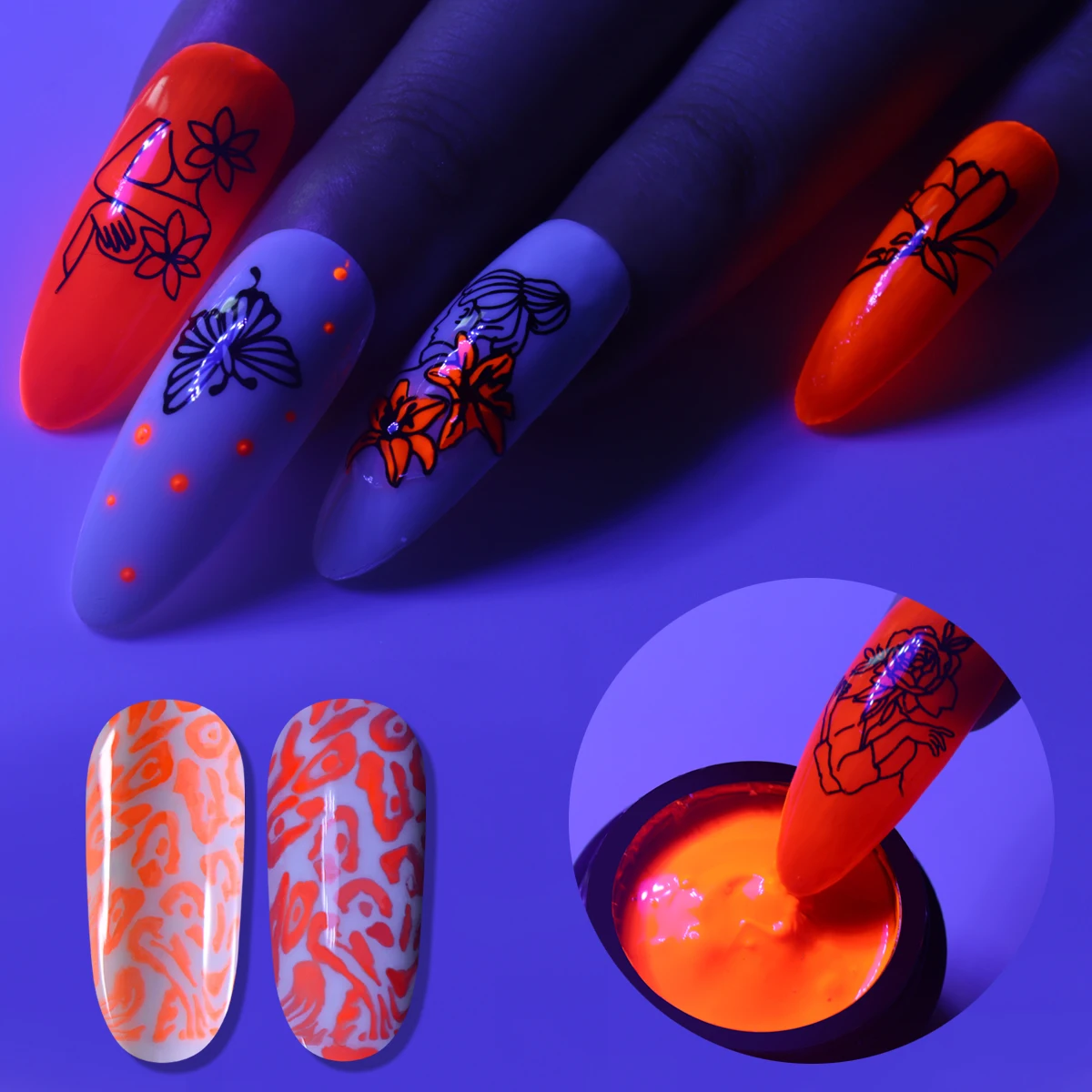 

Флуоресцентный неоновый штамповочный гель для ногтей BeautyBigBang 5 мл для самостоятельной сборки, телесный цветной светящийся гель для дневног...