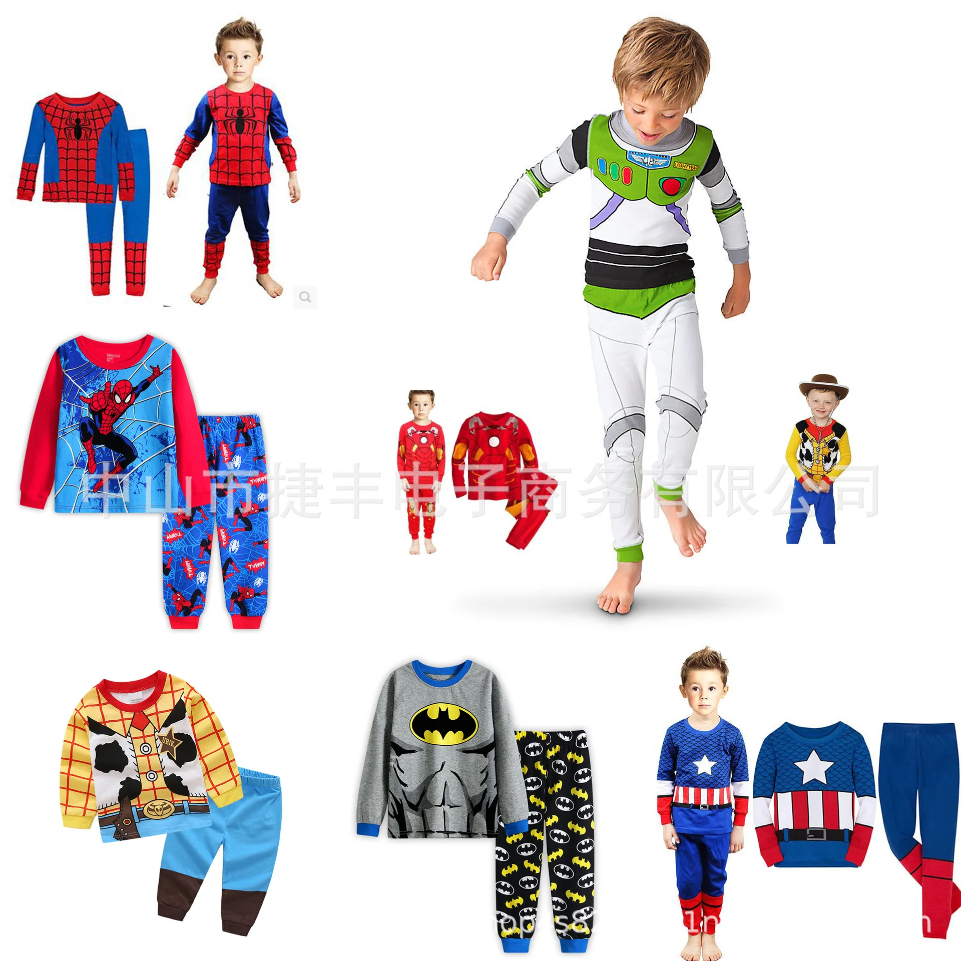 

2022 Children's Spider Set Kids Sleepers Boys Girls Super Hero Cartoon Long Sleeve Pyjamas Sleepwear 2-7T Free Shipping Pijama
