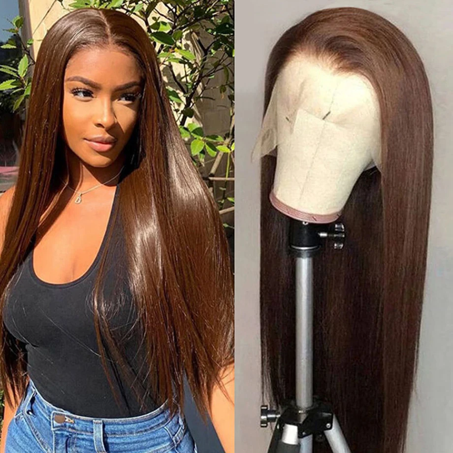 Brown Lace Front Wig Human Hair Malaysia 13x4 HD Lace Frontal Wigs For Black Woman Pre Plucked Chocolate Colored Wig TODAY ONLY