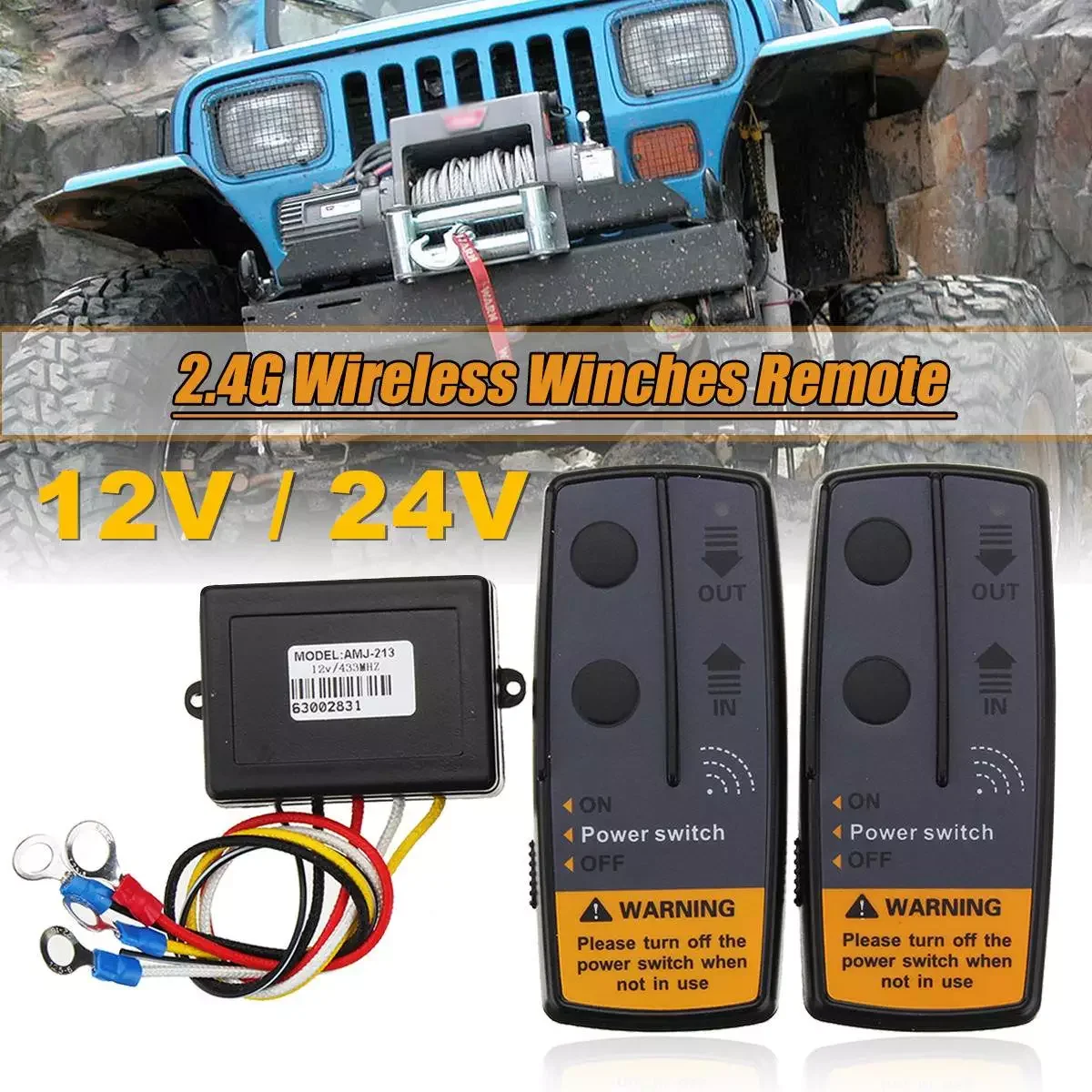 

2,4G 12V 24V 50M цифровые беспроводные лебедки пульт дистанционного управления Комплект восстановления для Jeep SUV