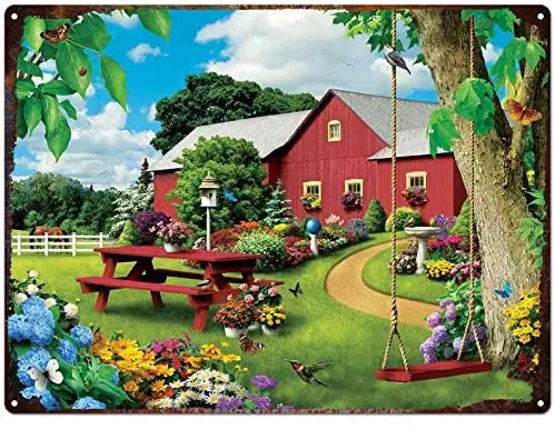 

Funny Spring Farmhouse Garden Wall Decor Sign, Yard Rustic Bathroom Decorations Wall Art Metal sign
