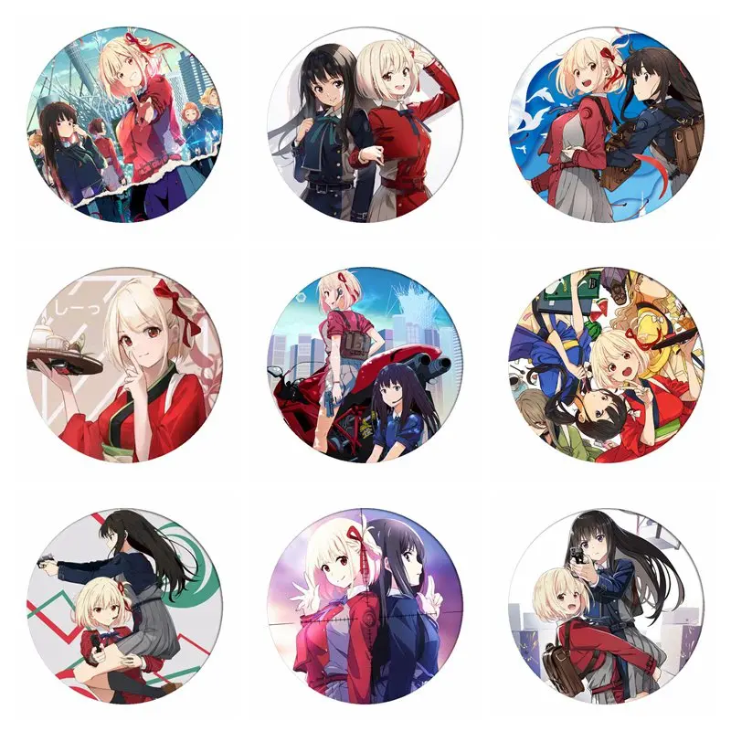 

Lycoris Recoil Cosplay Badges Chisato Nishikigi Takina Inoue Brooch Jewelry Pin Collection Badge Breastpin for Backpack Clothing