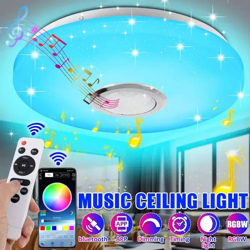 

NEW2023 AC220V 300W Modern RGB LED Ceiling Lights Home Lighting APP bluetooth Music Light Living Room Smart Lamp with Remote Con