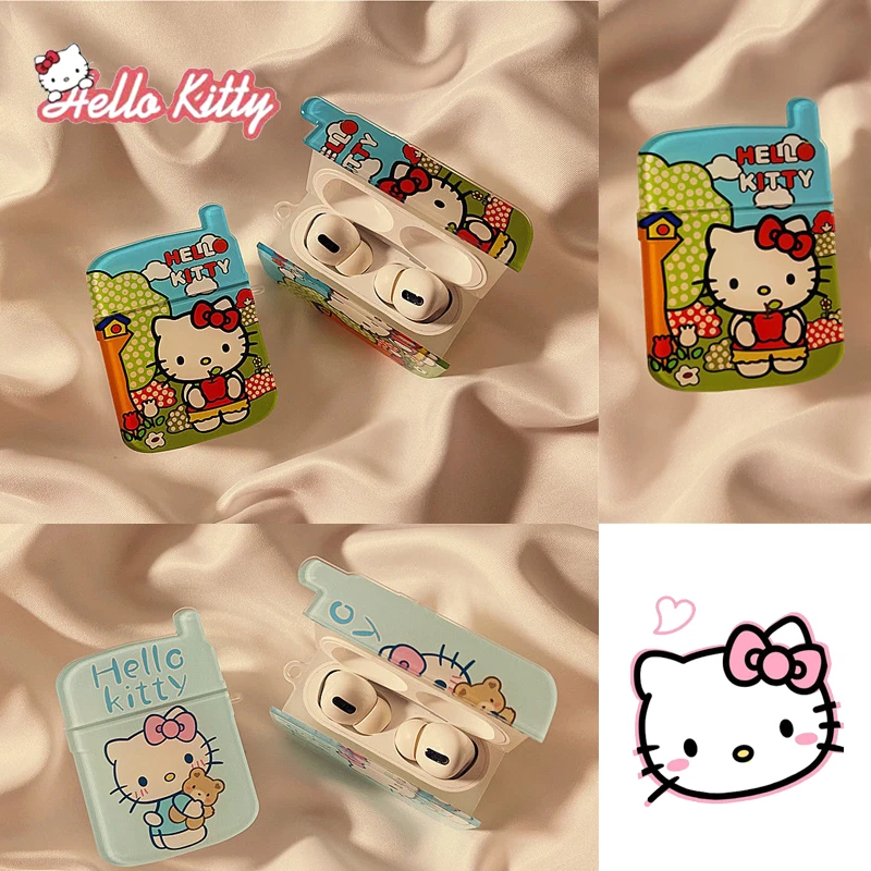 Чехол для наушников Hello Kitty Airpods 1 2 3 Pro беспроводные аксессуары Bluetooth милый большой