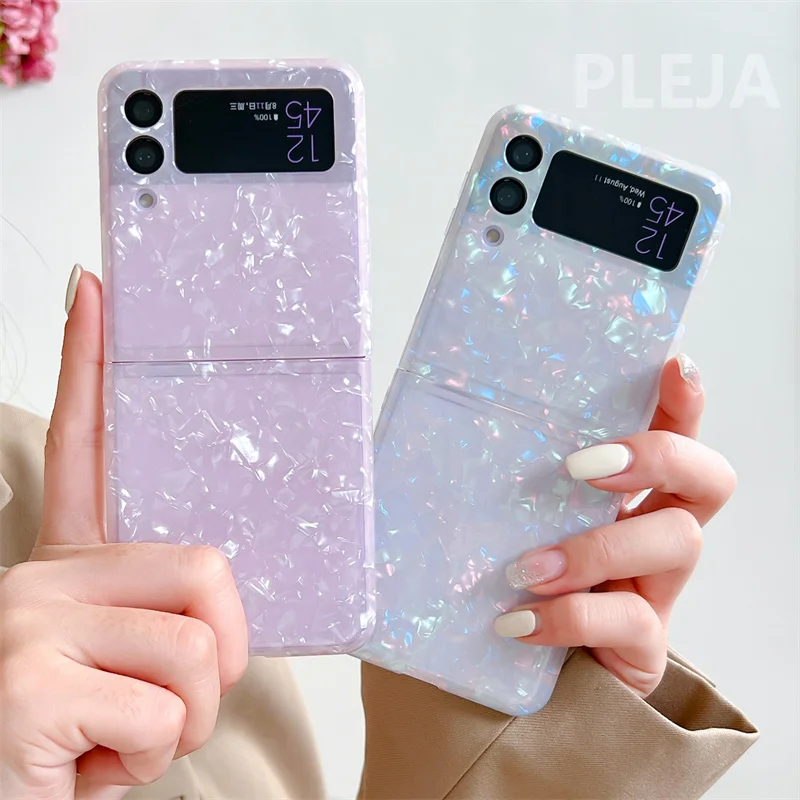 

Модный Цветной чехол для телефона с лазерным рисунком раковины для Samsung Galaxy Z Flip 4 3, милые Защитные чехлы для Z Flip3 Flip4 5G Funda