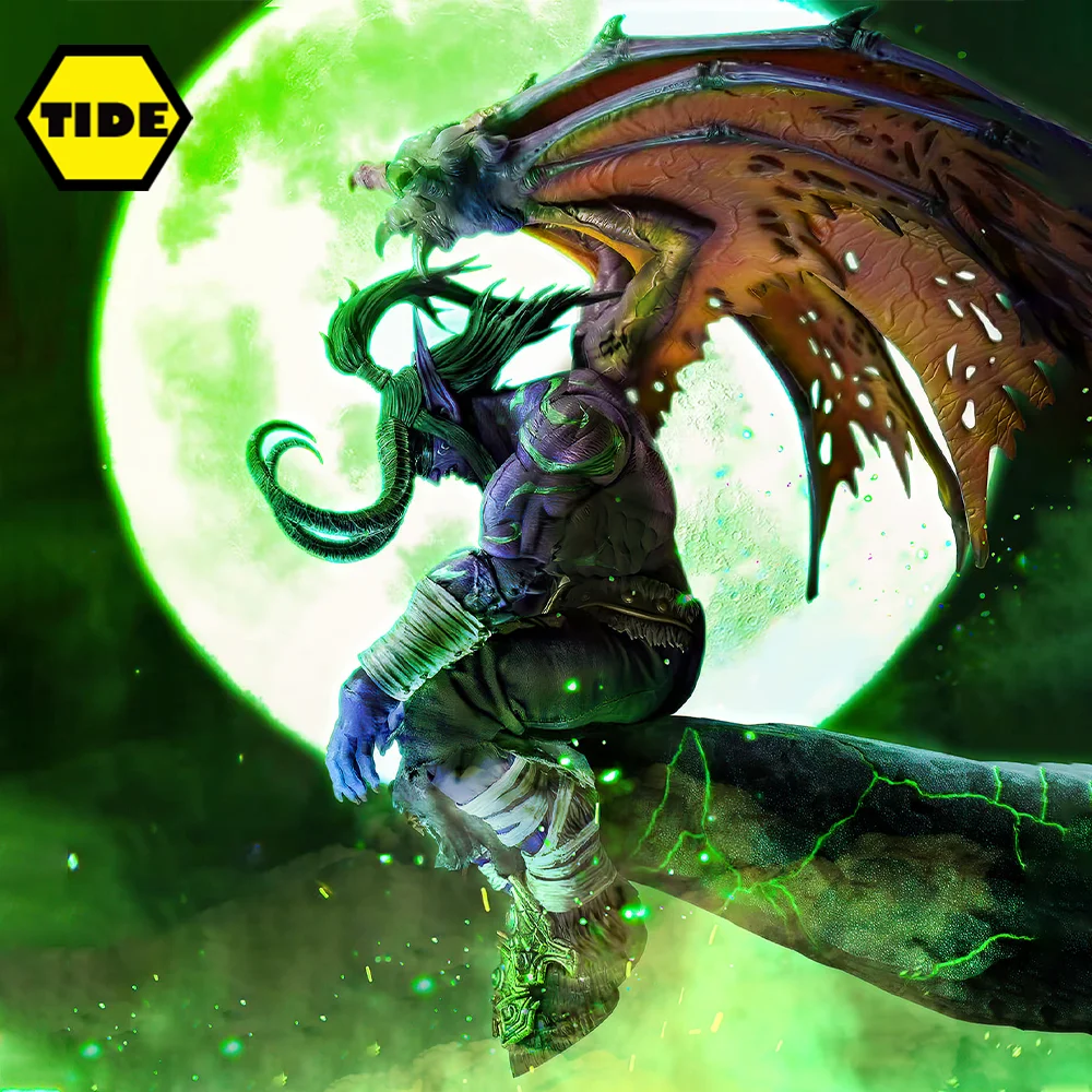 

Pre-sale 2023 Q4 HERO TOYS 1/10 Demon Hunter Illidan Stormrage Night elves Dark Warrior 24cm Action Figure Eyes Glow Fans Gifts