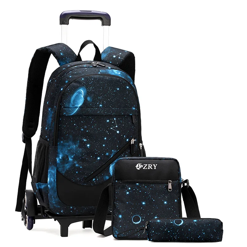 waterproof Trolley backpack boys Girls children School Bags Wheels Travel bag Luggage backpack kids Rolling detachable schoolbag