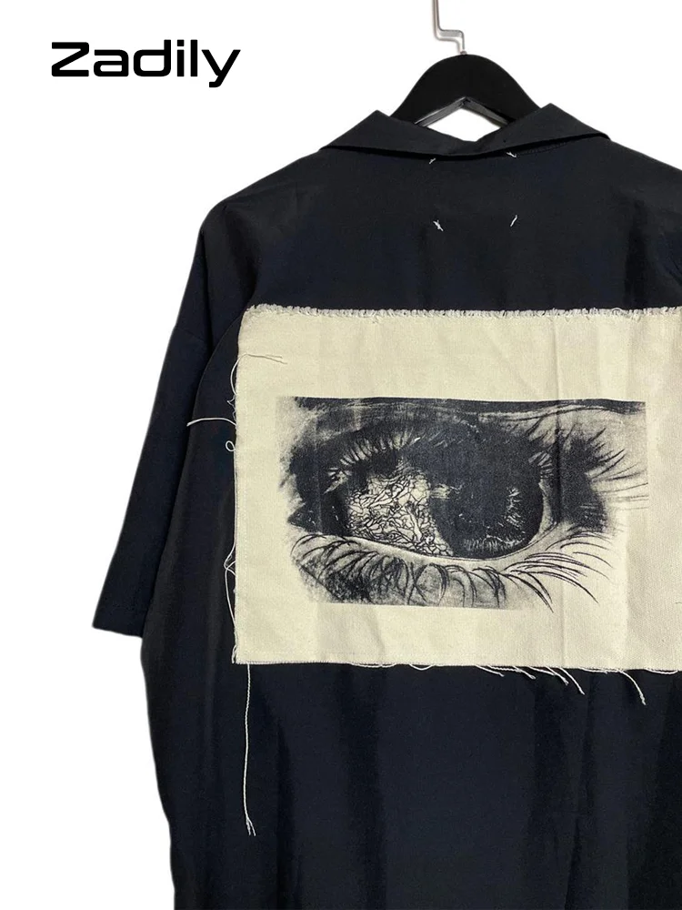 Женская Свободная блузка на пуговицах рубашка с коротким рукавом нашивками