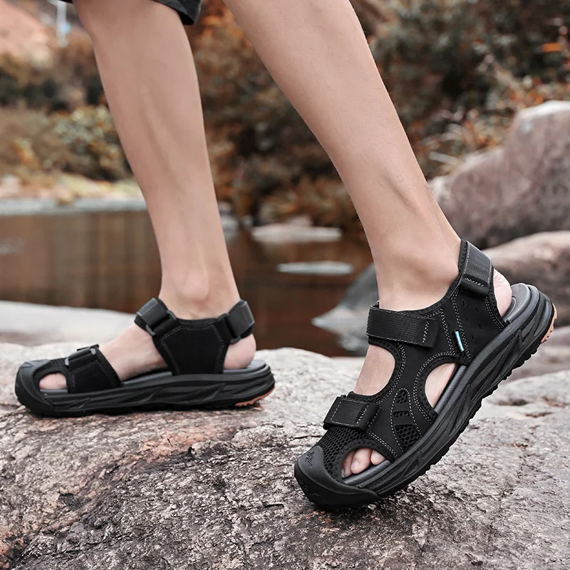 Летние мужские сандалии уличные прогулочные повседневная обувь в римском стиле