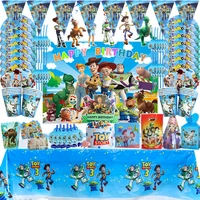toy story theme kids birthday party decorations toy baby shower disposable tableware supply plates napkins cups straws banners