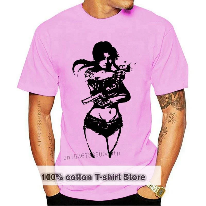 

Новая горячая распродажа модная летняя черная лагунная аниме Revy минималистичное искусство Мужская (женская доступна) серая футболка