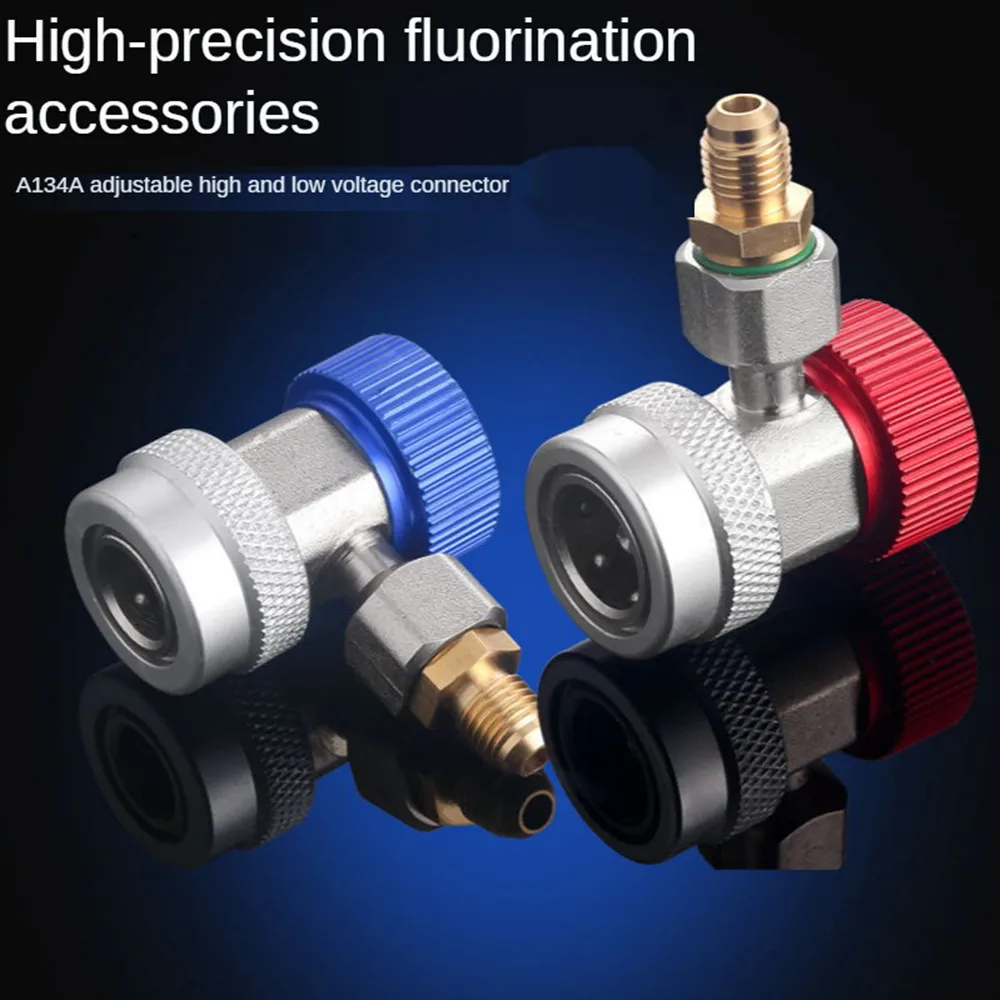

2Pcs Adjustable Car Air Conditioner Fluoride Converter AC R134A Quick Coupler Connector Adapter Fittings High Low Manifold Hoset