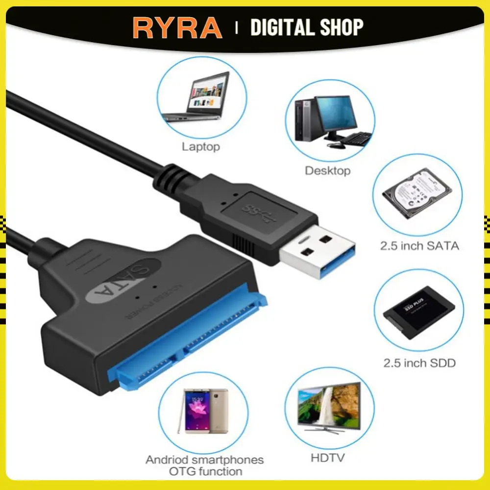 

RYRA Usb Sata Cable Sata3 To Usb 3.0 Computer Cables Connectors Usb 2.0 Sata Adapter Cable Support 2.5 Inches Ssd Hdd Hard Drive