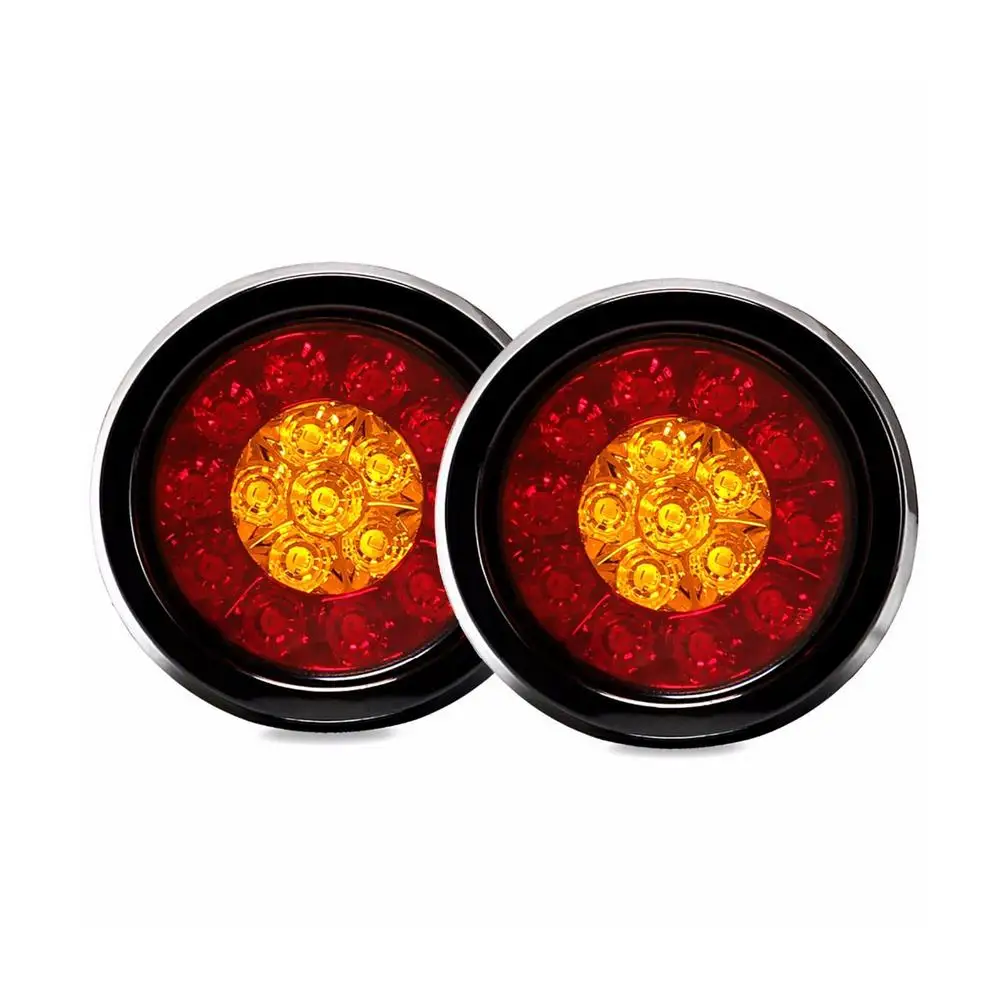 

2 шт. 12 в 16 светодиодов автомобильный круглый двухцветный задний фонарь s задний противотумансветильник фонарь стоп-сигнал тормоз ходовой ф...