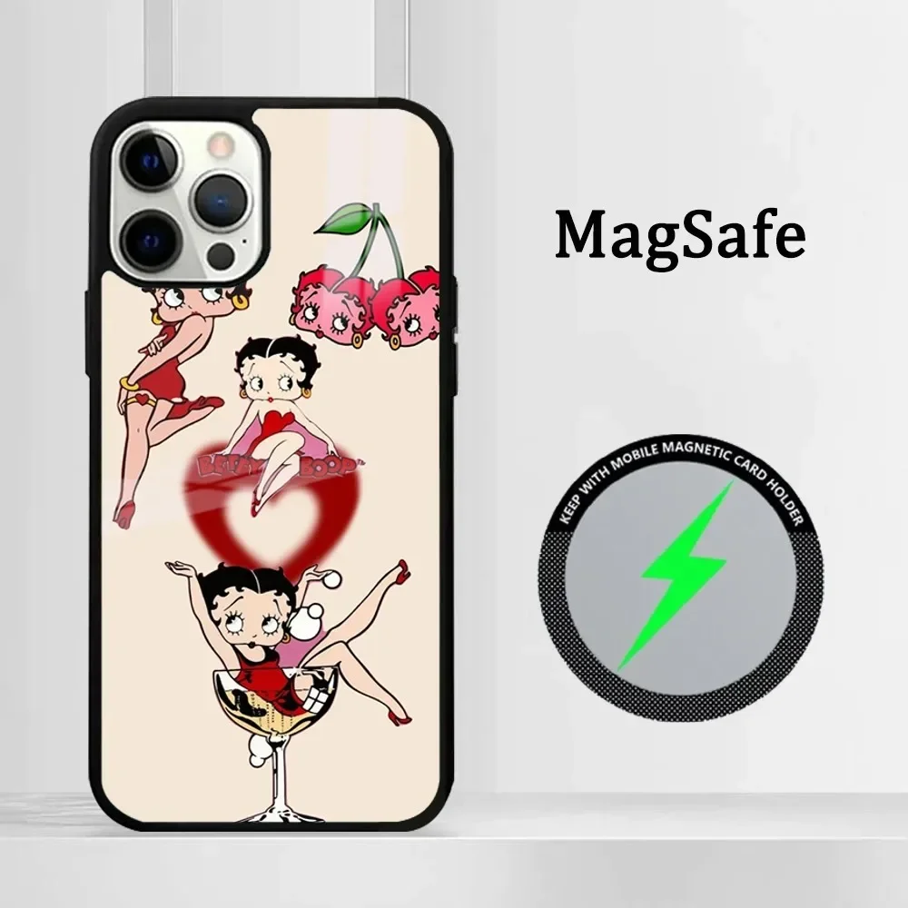 B-Betty-Y B-Boops-S Phone Case For iPhone 16 15 14 13 12 11 Pro Max Plus Mini Magsafe Mirror Wireless Magnetic Cover