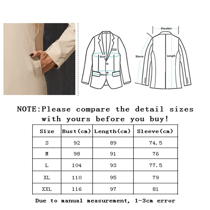 Модный Тренч SLLSKY цвета хаки женское весеннее однобортное пальто женская
