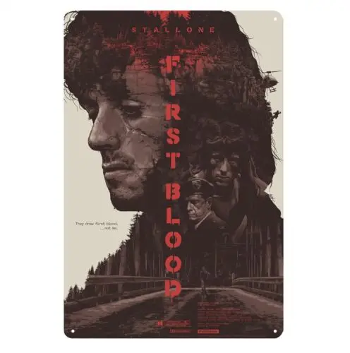 Металлический постер Rambo First Blood Sylvester 20x30 см