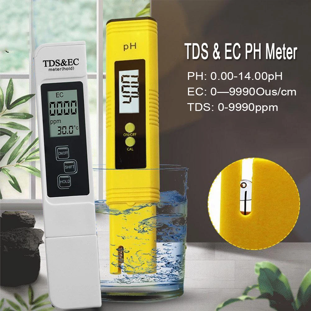 TDS-метр Цифровой тестер воды цифровой 0 0-14 PH-метр 0-PPM TDS и EC ЖК-дисплей Чистота PPM