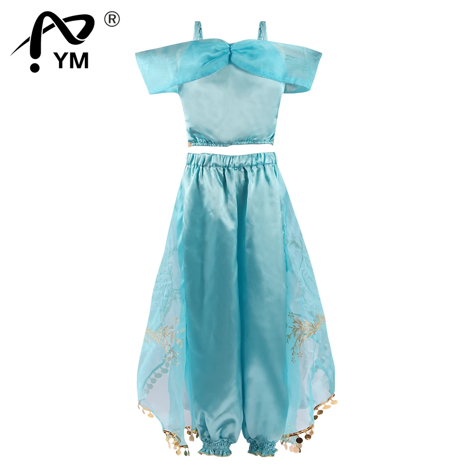 

New Girls Arabian Princess Costume Jasmine Dress for Carnival Children Aladdin Lamp Fancy Outfit Girl Birthday Party Clothes 2