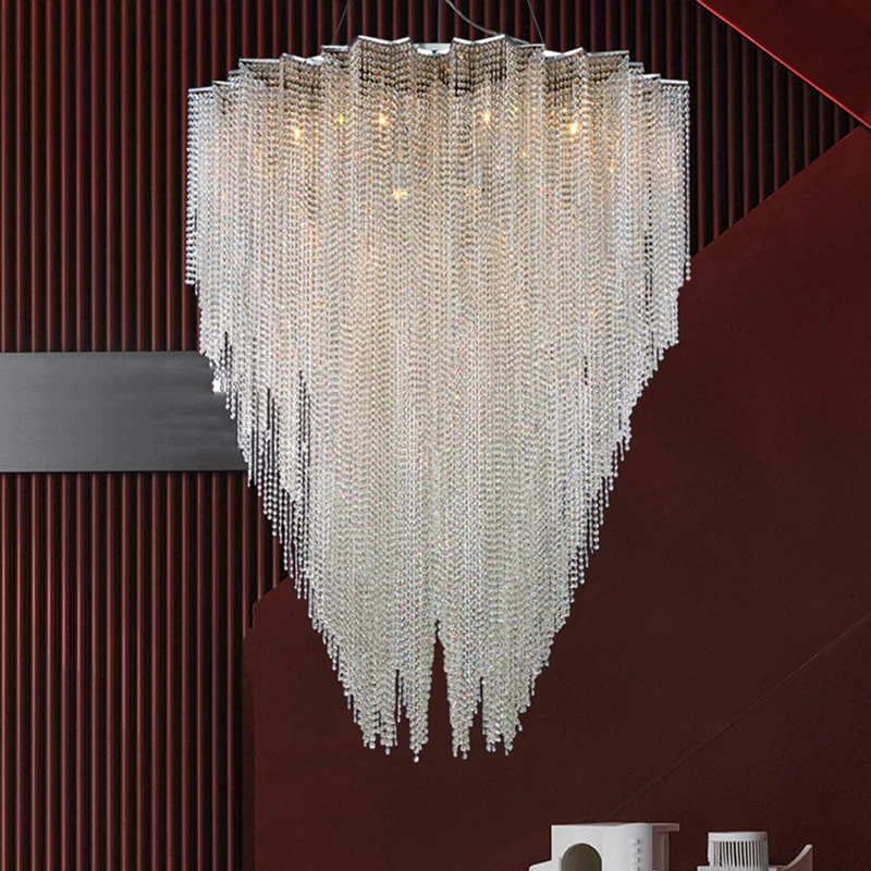 

Ltalian Light Luxury Crystal Pendant Light Postmodern Hall Lamp Designer Tassel Master Bedroom Restaurant Pendant Light