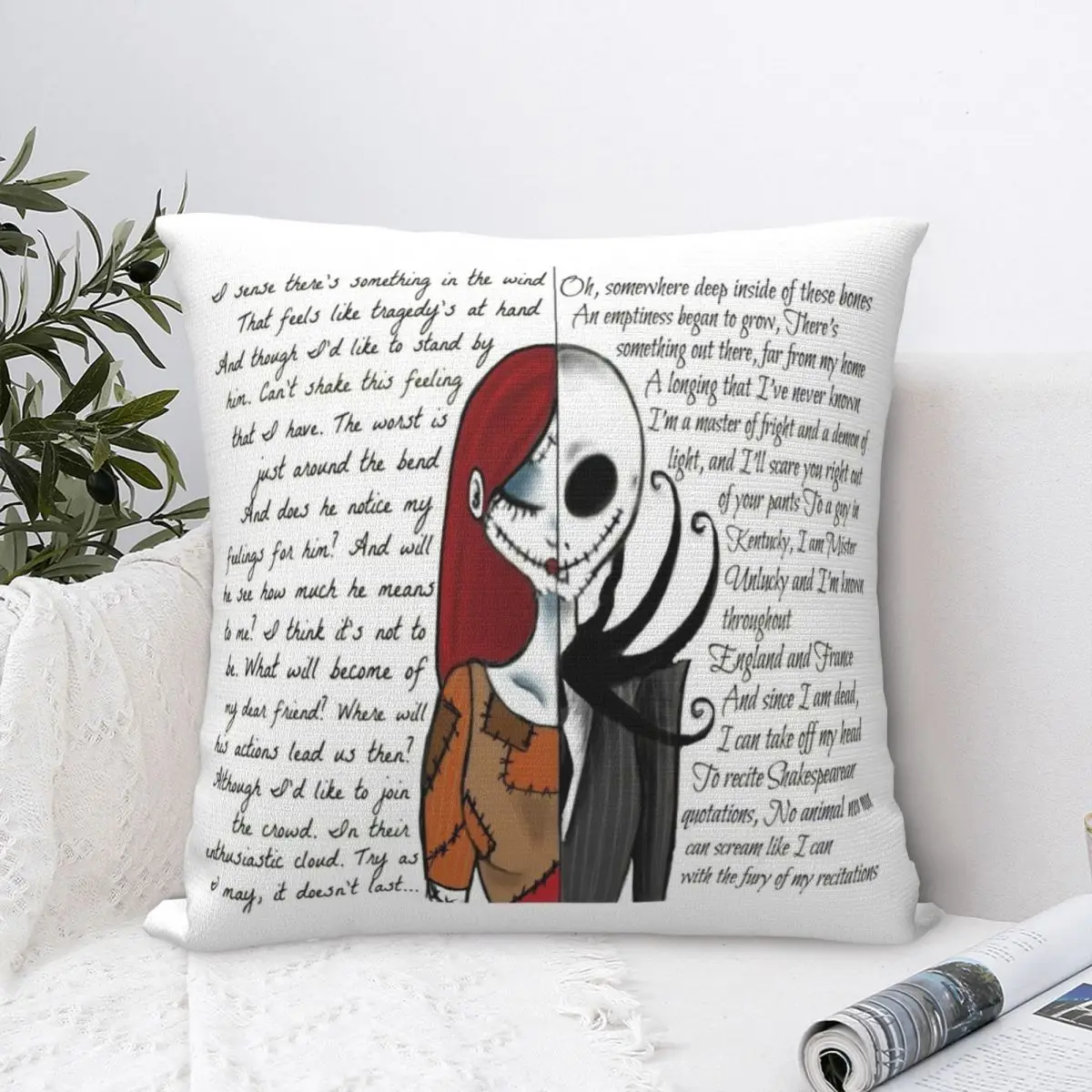 

Квадратная наволочка Кошмар перед Рождеством, наволочка из полиэстера, бархатная декоративная подушка, комфортная наволочка для дома