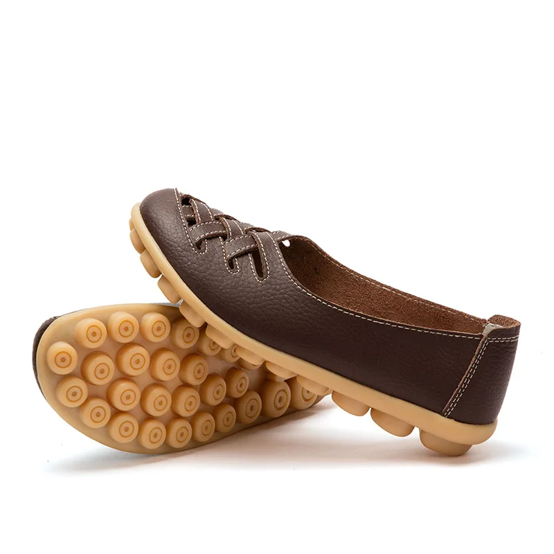 Новая женская обувь Xia Doudou Mama универсальные туфли из натуральной кожи