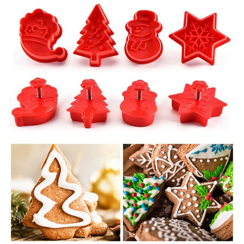 

4 шт., инструмент для выпечки, ёлки, снеговика