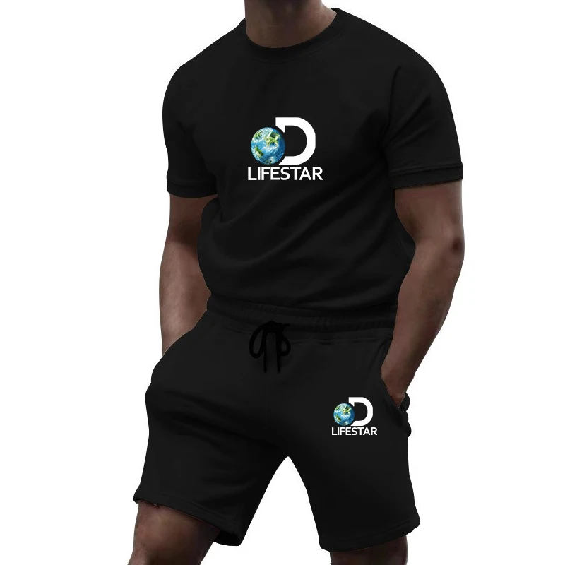 Men Sets Streetwear Short Quick-Drying Fitness T-Shirt + Pant 2 Pieces Set Outdoor Male Tracksuits Summer Casual Men's Clothing