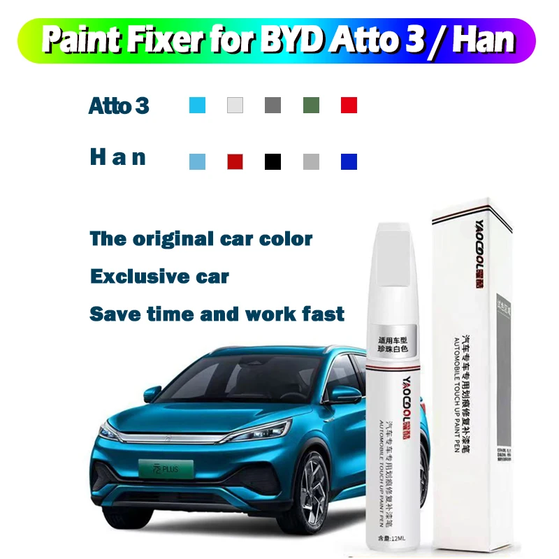 

Car Paint Repair Pen for BYD Atto 3 Han 2022 2023 Paint Fixer Repair Touch Up Paint Accessories Black White Red Blue Green