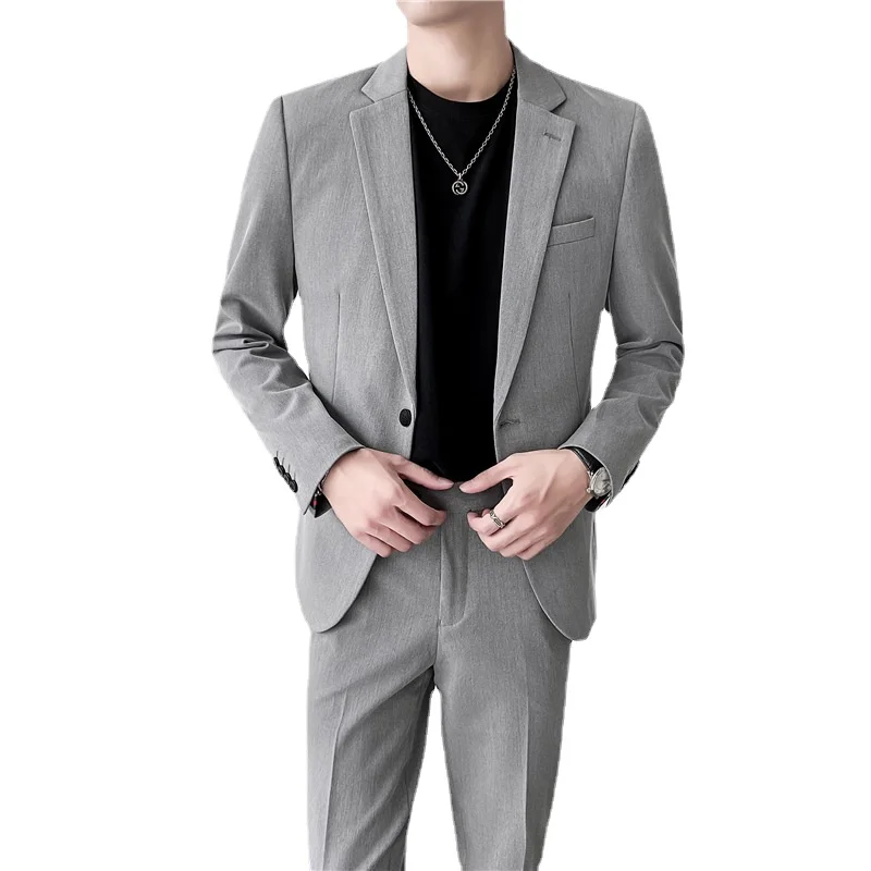 

2022 Boutique (suit + Trousers) Korean Style Single Button British Style Gentleman Fashion Business Casual Simple Two-piece Set