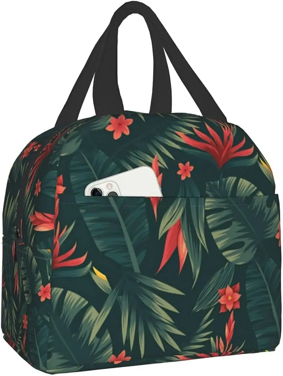 

Гавайская Цветочная сумка для ланча в виде гибискуса, стандартный Ланч-бокс, изолированный ланч-контейнер, сумка-тоут для офиса, подарки, пл...