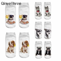 new womens happy funny 3d printing cute cartoon playful dog short ankle socks puppy sokken christmas gift dropshipping