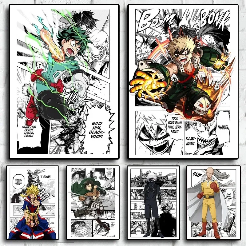 Японское Аниме Hero Academy Attack On Titan Artwork Canvas Print Современный Стиль Домашний Декор