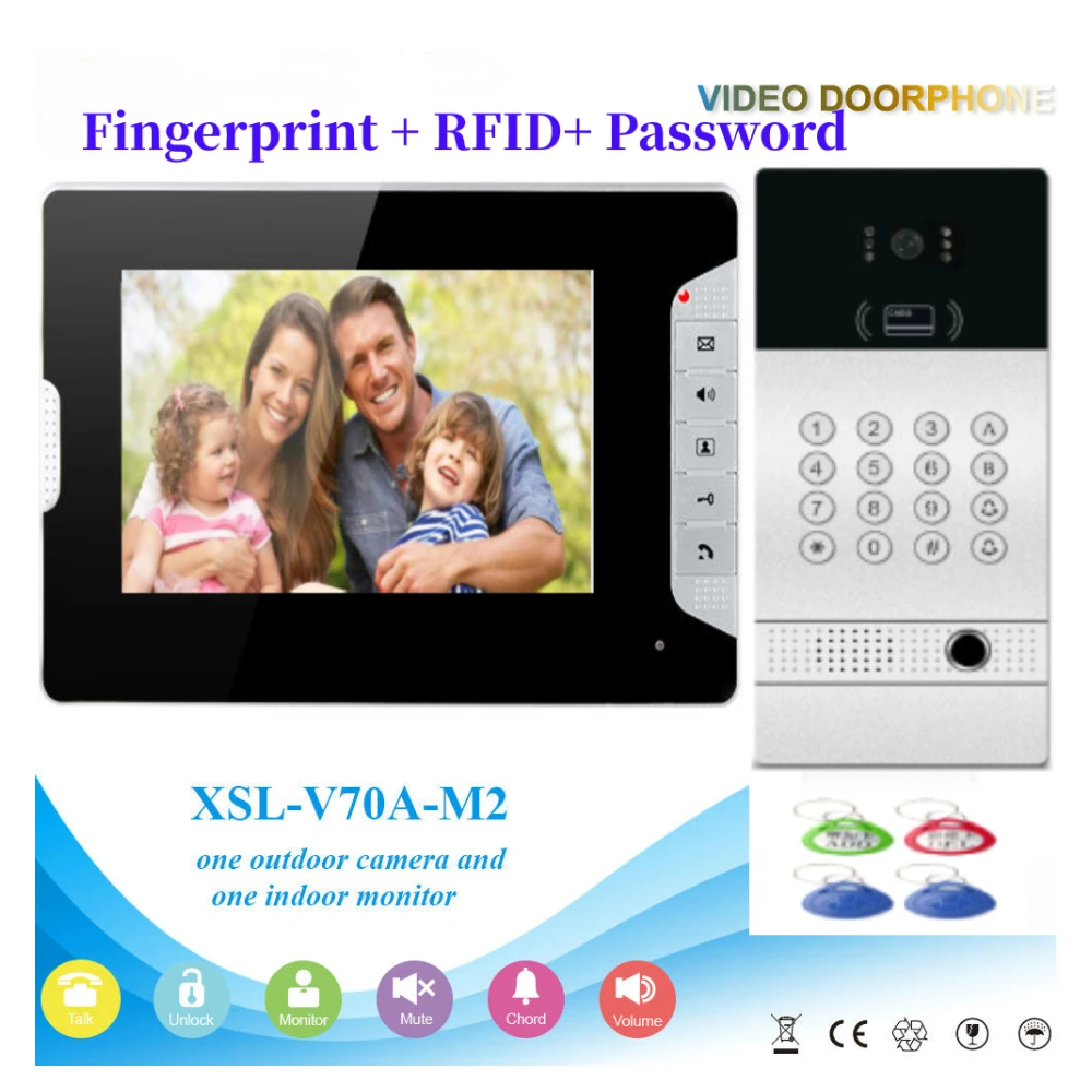 

NEW Video Ring Doorbell Camera Visual Intercom Night Vision Two-Way Intercom with Fingerprint password RIFD card