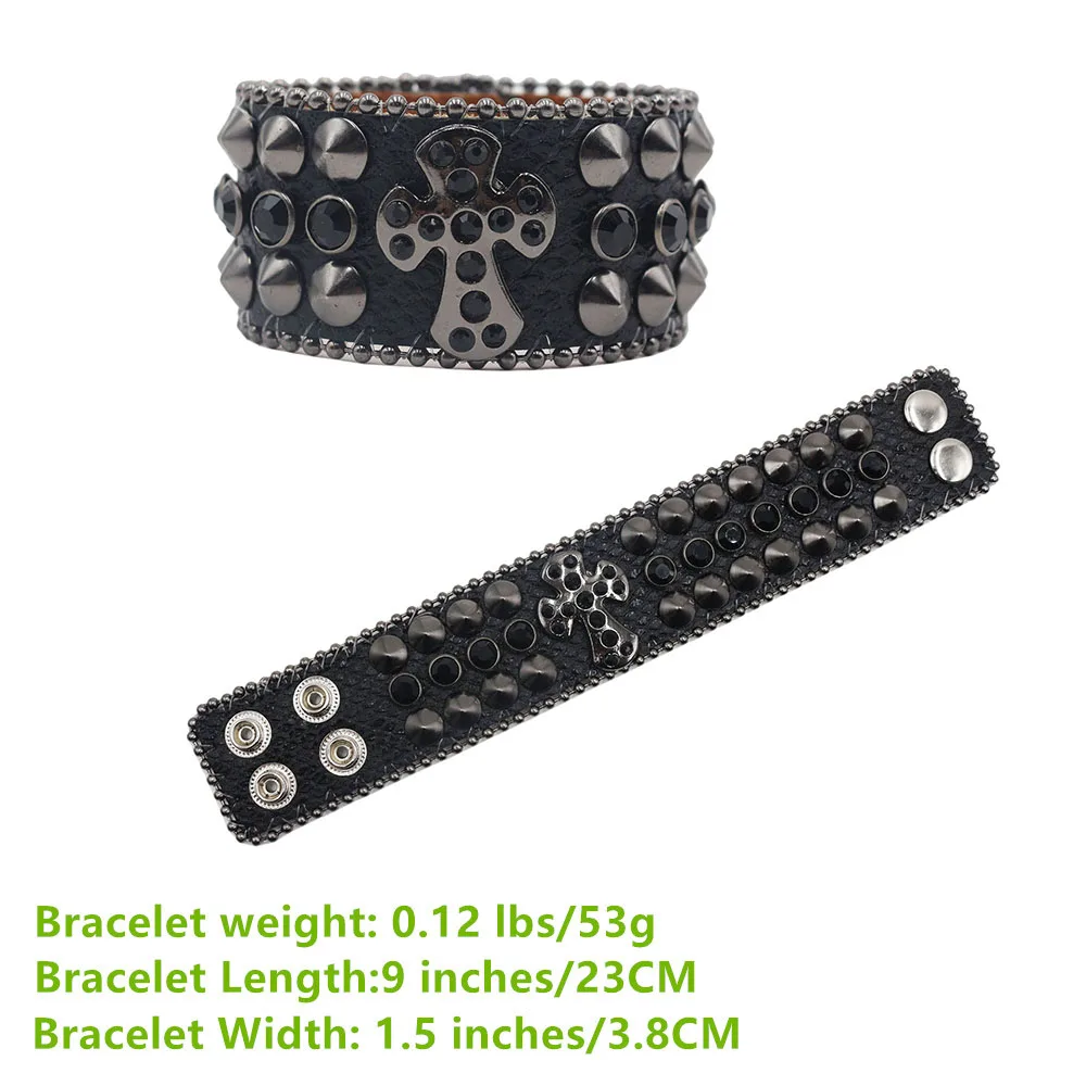 Мужской кожаный браслет с заклепками в стиле панк y2k