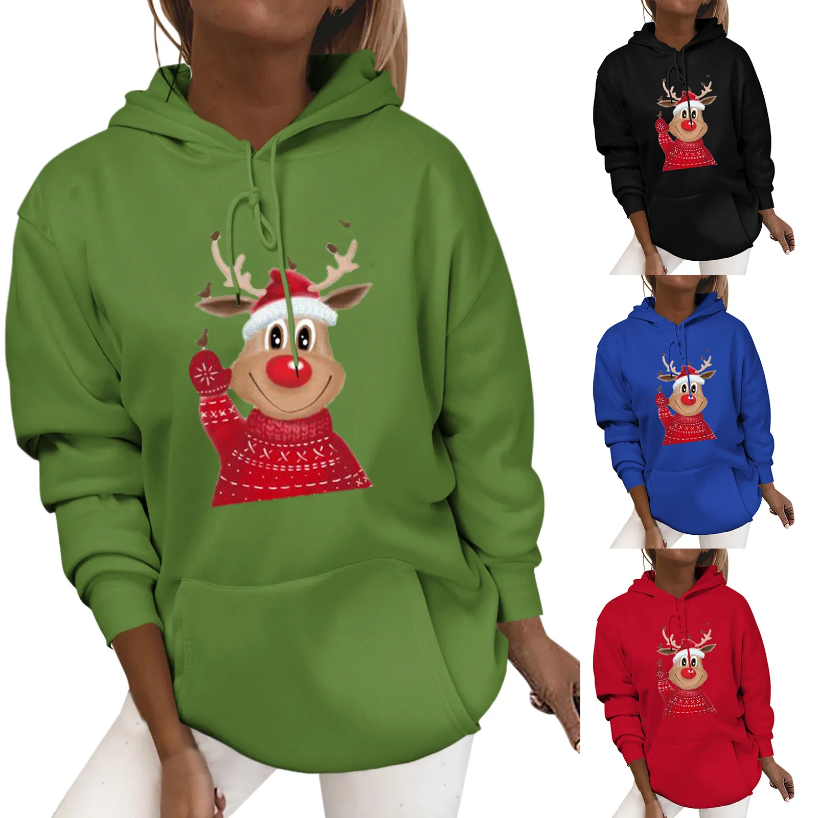 

Худи размера маленькие рождественские Топы пуловер свитшот для женщин Новогодний Женский Длинный свитшот Толстовка длинная туника Свитшо...