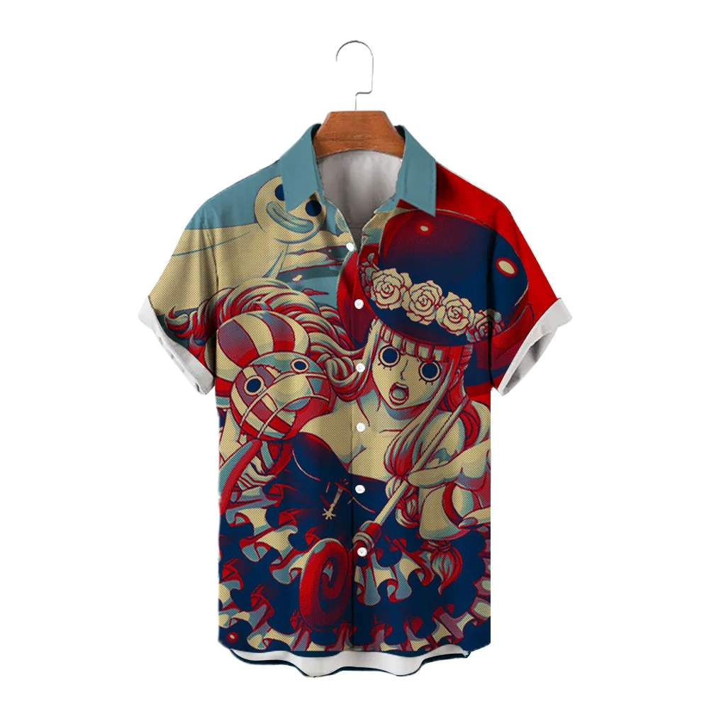 

Summer New Parent-Child Beachwear Anime One Piece Luffy Zoro Printed Men's Shirts Street Party Shopping Travel Shirts Oxersized