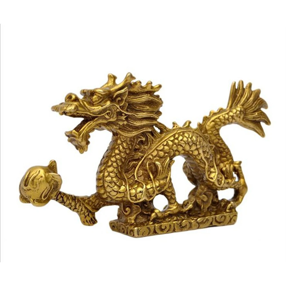 

Feng Shui Bedroom Brass Chinese Style Dragon Statue Luck Success Free Standing Craft Sculpture Study Durable Home Office