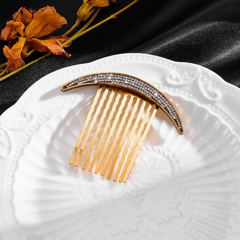 Золотые волосатые гребни-палочки Медные металлические шпильки для волос с узорами луны и звезд Ретро головные уборы для женщин Китайский стиль аксессуаров.