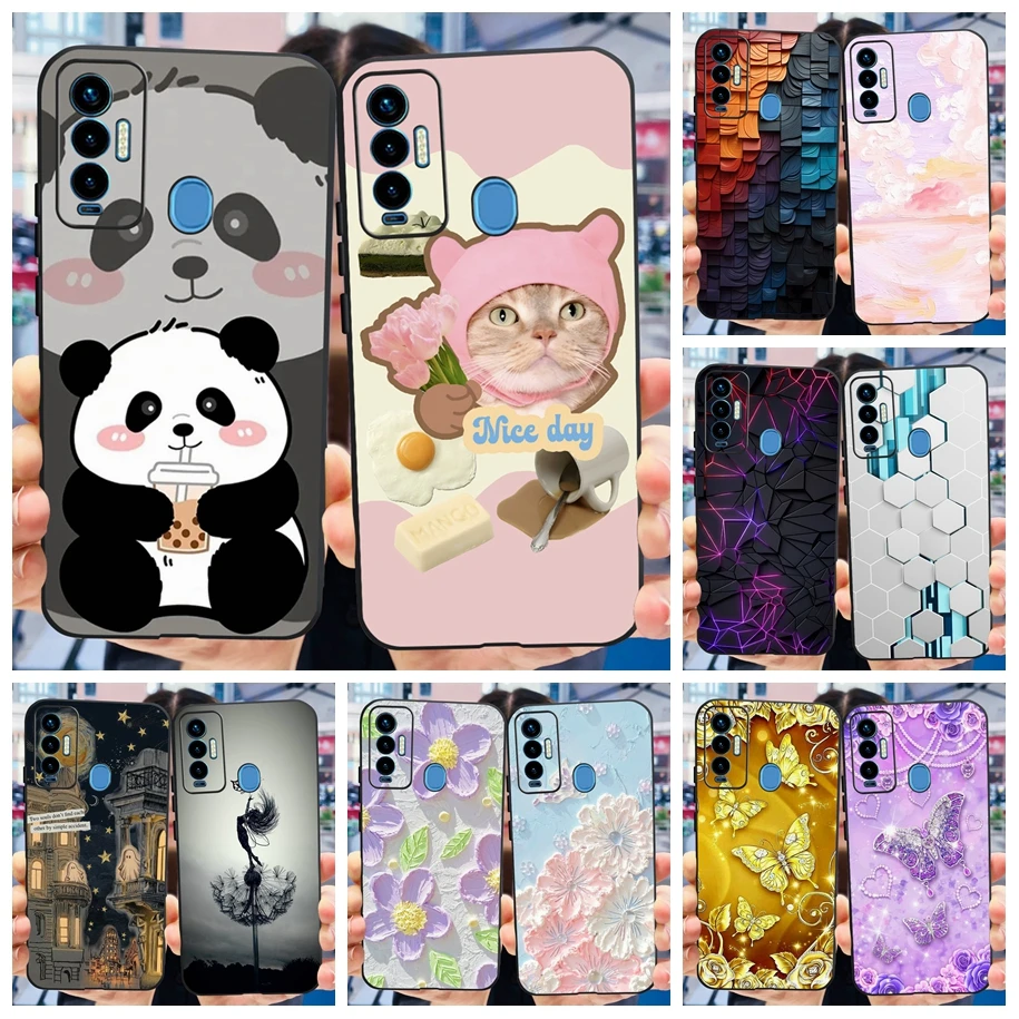 For Tecno Camon 18i Case CG6 Cute Panda Butterfly Cartoon Soft Silicone TPU Cover Tenco Phone Camon18i Fundas