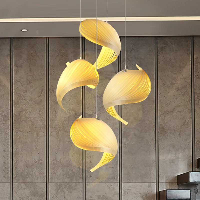

Modern Wabi-Sabi Style Wood Conch Led Pendant Lights Living Dining Room Decor Led Pendant Lamp Loft Stair Hanging Light Fixtures