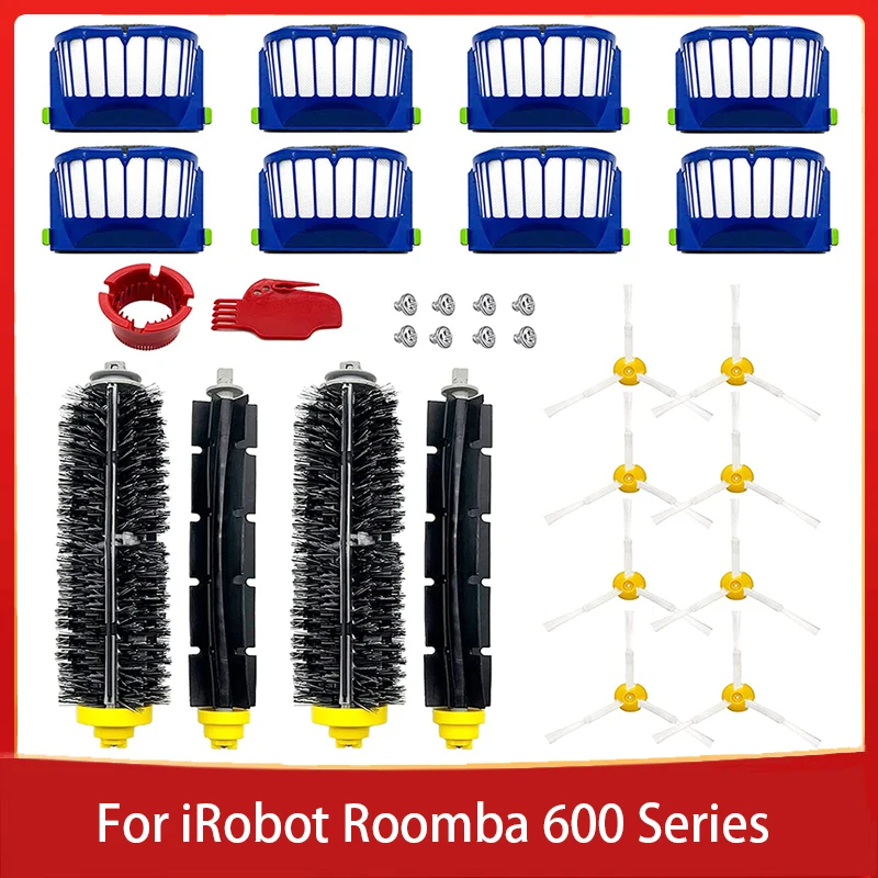 

Набор запасных частей для iRobot Roomba 600, серия 610, 620, 625, 630, 650, 660, щетка с щетиной для вакуумного измельчения + аэрофильтр с переменным током + боко...