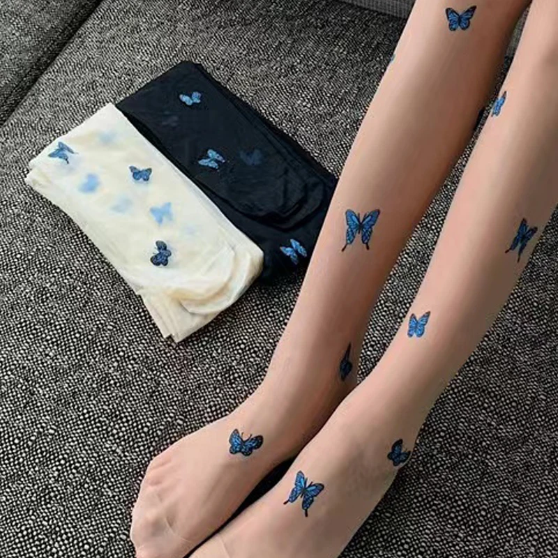 

Breathable Blue Color Butterfly for Women Tights Shape Sexy Silk Thin Pantyhose Black Skin Tights Mesh Nylon Stocking Pantyhose