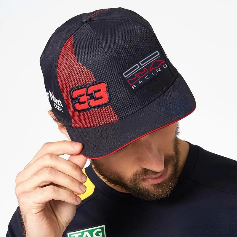 

2022 Men Baseball Caps Flat Brim Hip Hop Cap Sun Hat Outdoor 3D Embroidery F1 Racing Bulls Verstappen Car Fan Casual Sport Caps