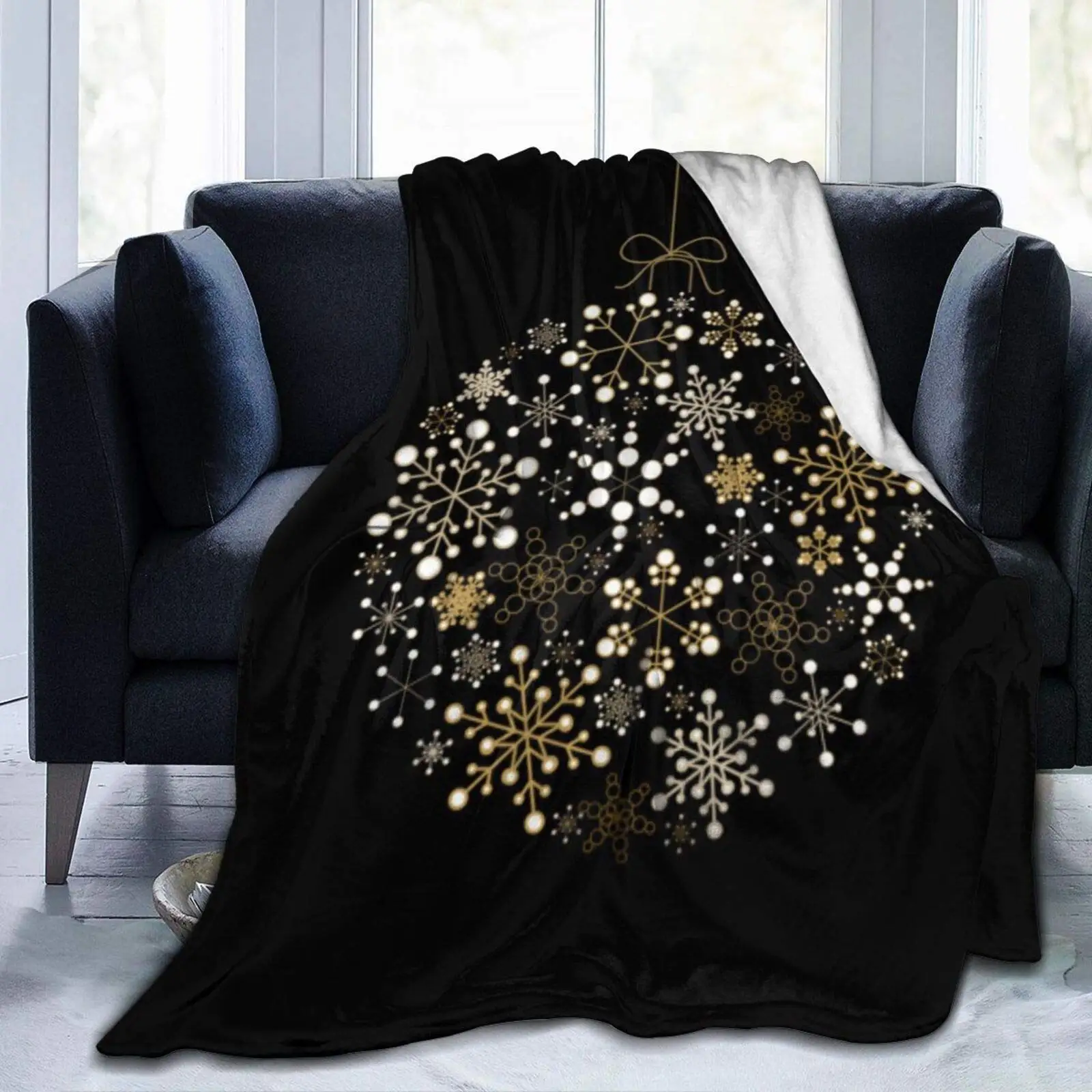 

Chriostmas Flece Thow Blanket Choristmas Ball Made from Golden Lightweight Czy Soft Plush Blanket for Couch Sofa Bed-60"x50"