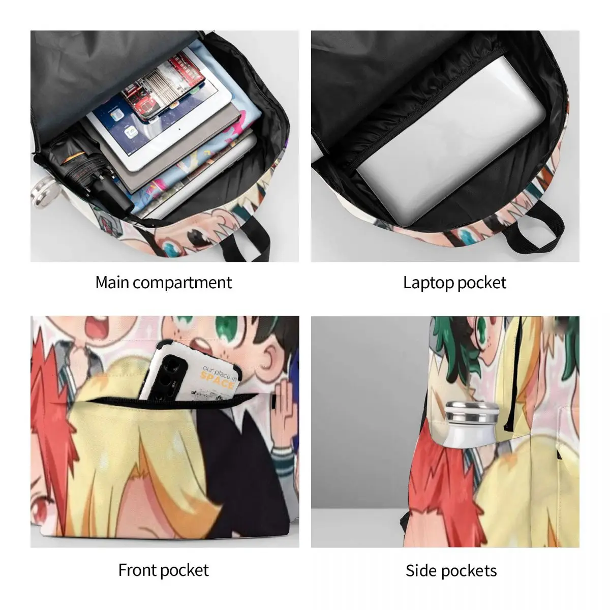My Hero Academia Chibi Characters Backpack Anime University Backpacks Gril Designer Lightweight School Bags Fun Rucksack images - 6