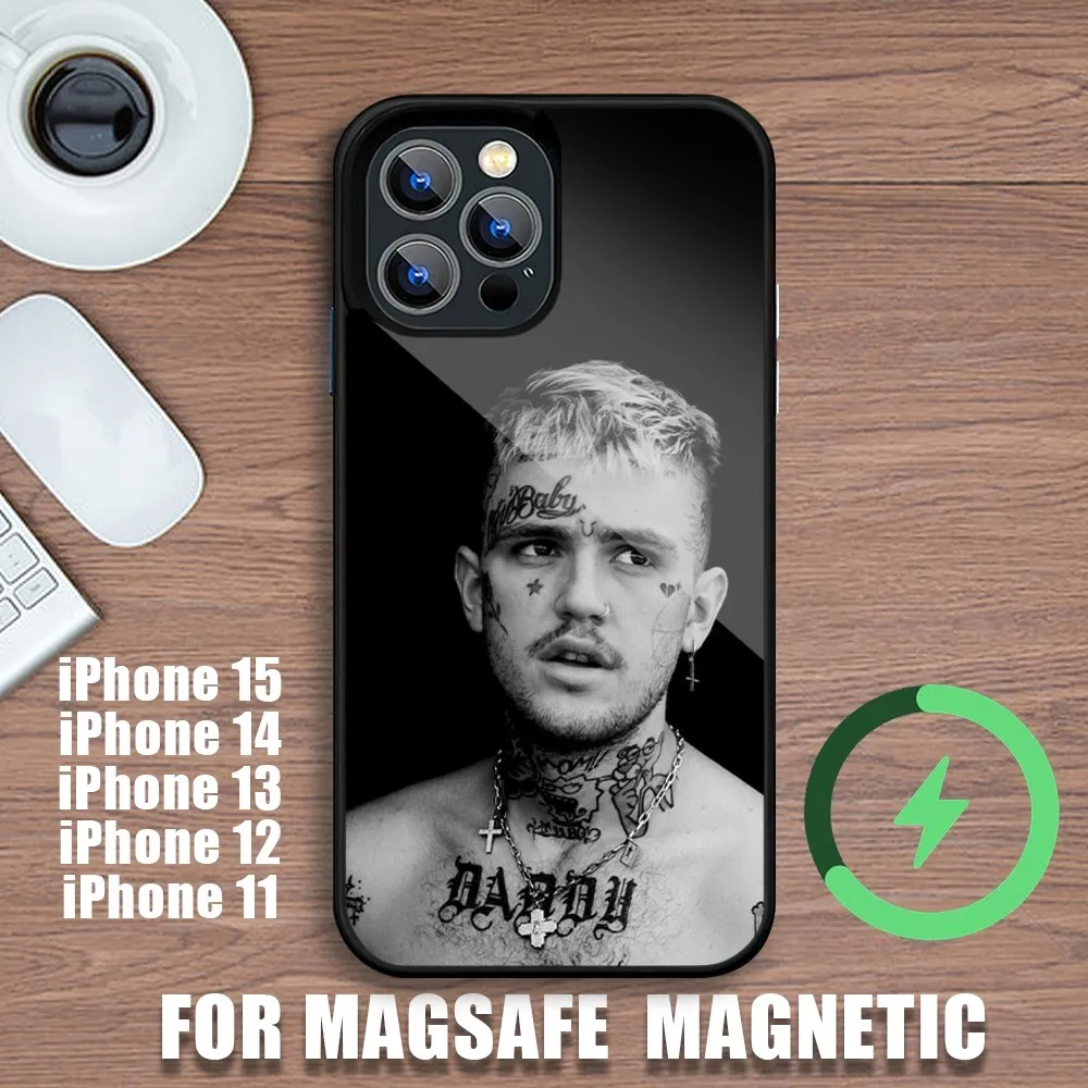 Чехол для телефона Lil Peep Singer iPhone 11 12 13 14 15 Plus Pro Max с зарядкой Magsafe магнитный