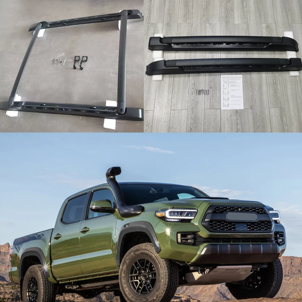 

Рейлинги на крышу, черный багажник на крышу, комплект перекладинок, подходит для 2005-2023 2024 2025 Toyota Tacoma, рельс багажника с двойной кабиной